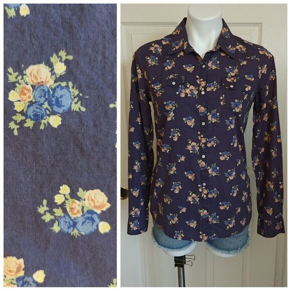 Mossimo Supply Co. western floral snap button front shirt sz M - Picture 1 of 10